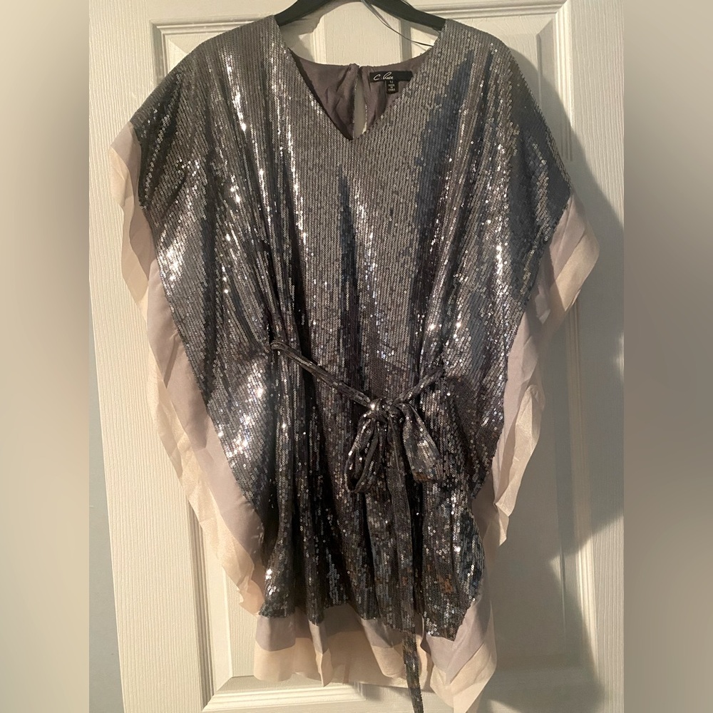 Womens Sequin Top with Belt - Medium